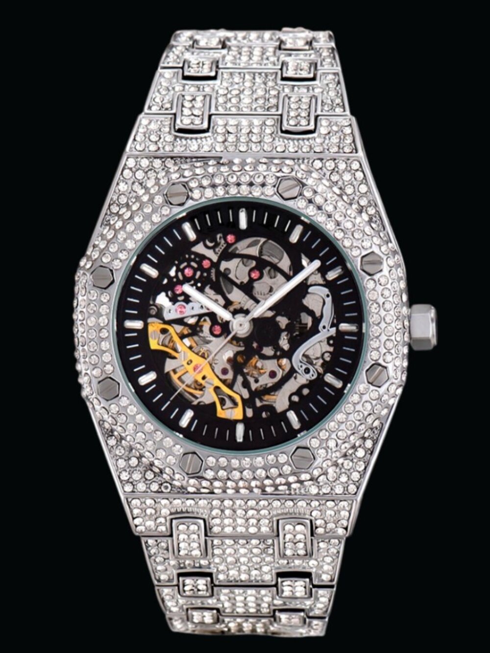 Self-Wind Mechanical Skeleton Iced Out Diamond Watch